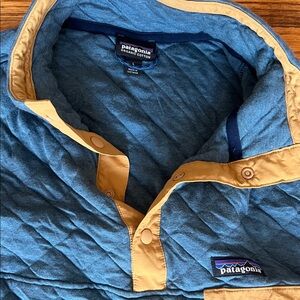 Patagonia Quilted Jacket in Blue and Tan